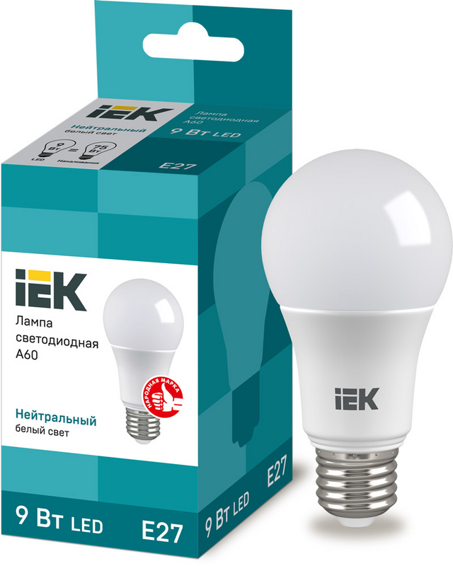 Лампа світлодіодна IEK (4606056442175) 9Вт, E27, 4000K